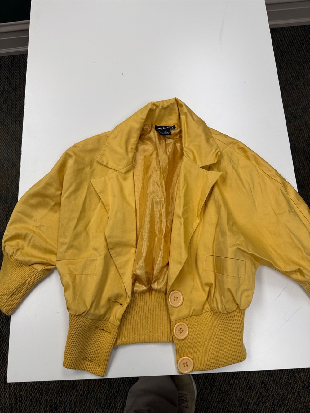 Wet Seal Mustard Yellow Cropped Bomber Jacket